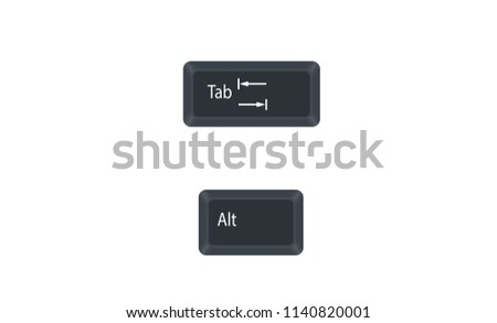 Alternate (Alt) and Tab computer key button vector isolated on white background. Alt+Tab for switch between open programs.
