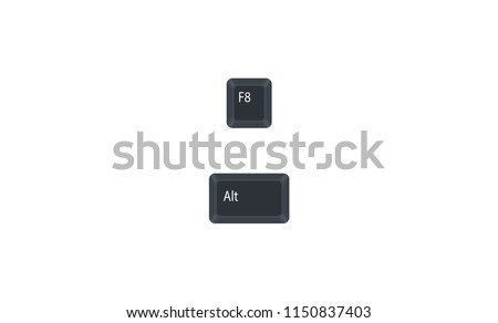 Alternate (Alt) and F8 computer key button vector isolated on white background. Alt+F8 used for show password on the sign-in screen.