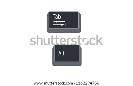 Alternate (Alt) and Tab computer key button vector isolated on white background. Alt+Tab for switch between open programs.