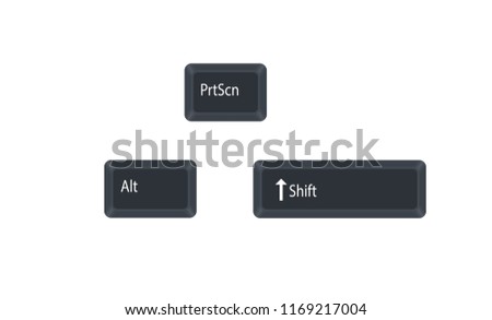 Alternate (Alt), Shift and Print Screen computer key button vector isolated on white background.