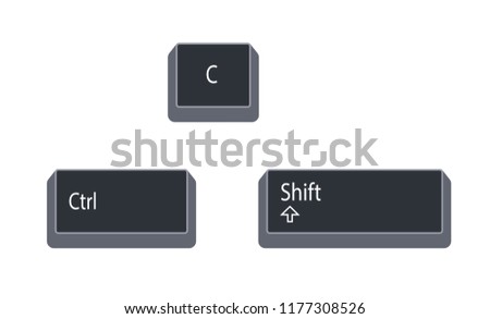 Control (Ctrl), Shift and C computer key button vector isolated on white background.