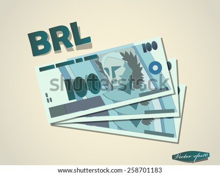 brazilian real money paper minimal vector graphic design