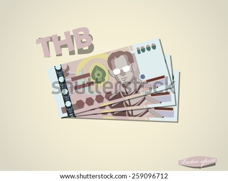 Thai baht money paper minimal vector graphic design