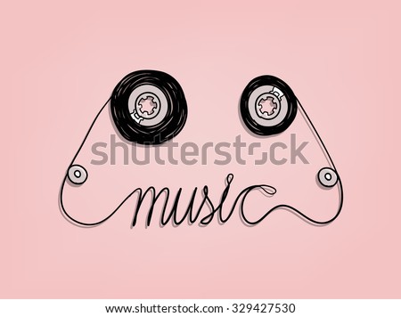 cassette tape music graphic design,music background design concept