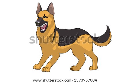German Shepherd dog rabies bite and feeling angry, bad dog behavior.