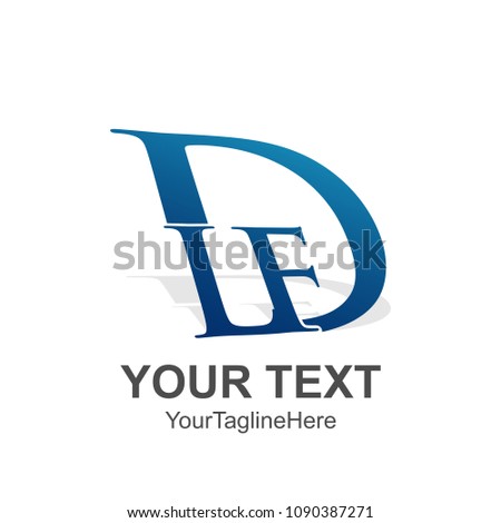 Initial letter DLF logo design template element colored blue for business and company identity