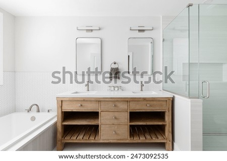 Similar – Image, Stock Photo Architecture interior of a old vintage bathroom with brown tiles, Antique design, interior house concept