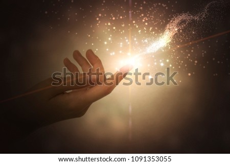 Similar – Image, Stock Photo ray of hope Feminine Woman