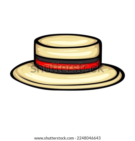 Boater Top Hat Vector Isolated on White Background