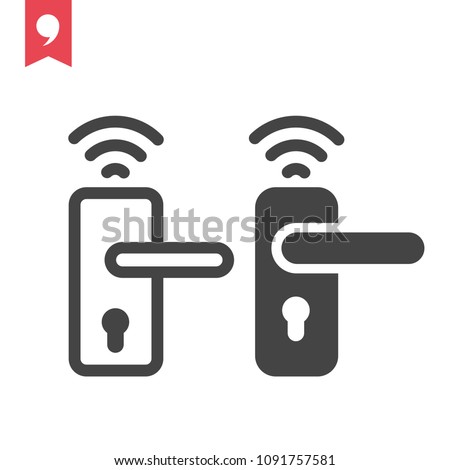 Wireless door lock vector icon, smart lock system.