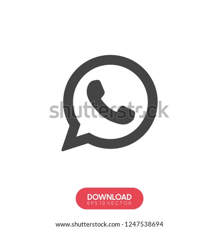 Telephone icon vector, whatsapp logo symbol. Phone pictogram, flat vector sign isolated on white background. Simple vector illustration for graphic and web design.