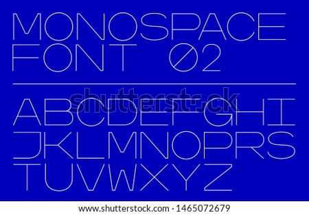 Professional vector monospaced font. Fixed width thin elegant type