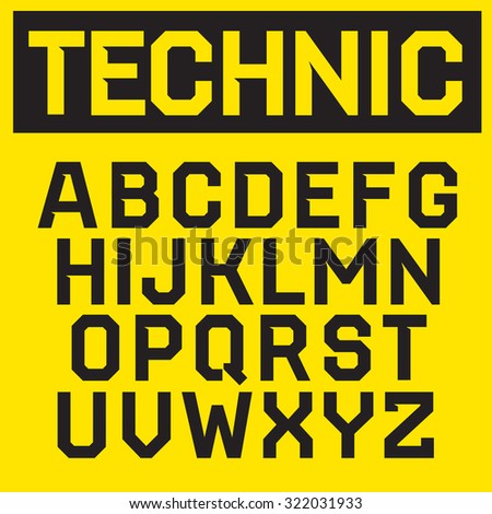 Vector modern font. Technical hi-tech type.