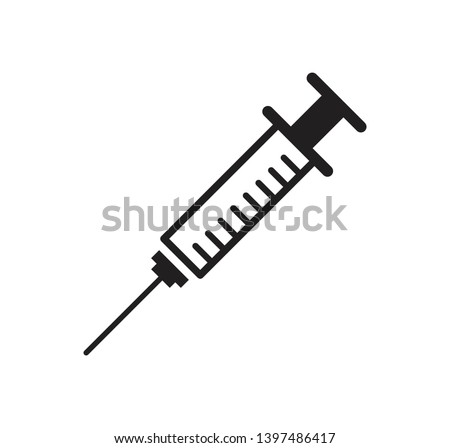 Medical syringe injection icon vector flat style