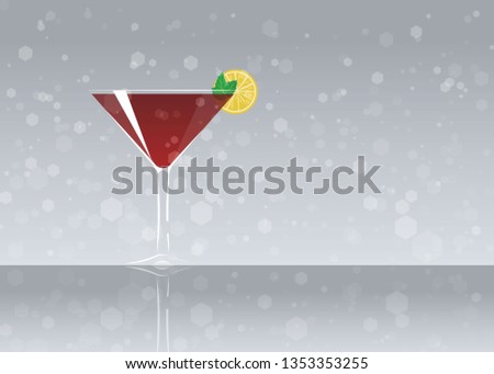 Official cocktail icon, The Unforgettable Bacardi cartoon illustration for bar or restoration  alcohol menu in elegant style on mirrored surface.