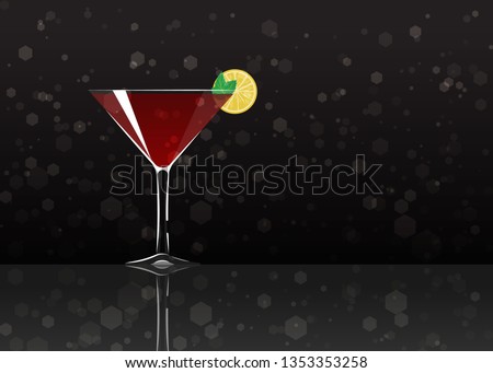 Official cocktail icon, The Unforgettable Bacardi cartoon illustration for bar or restoration  alcohol menu in elegant style on mirrored surface.