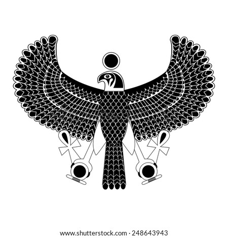 Black And White Ancient Egyptian Symbol Of Horus The Falcon God Stock ...