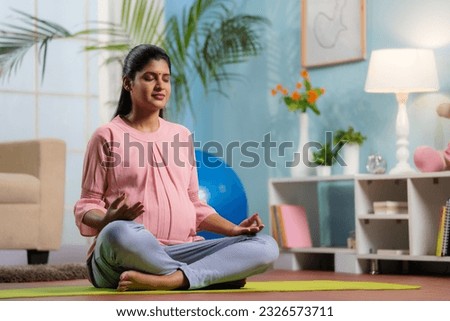 Similar – Image, Stock Photo Pregnant woman on yoga ball working out with elastic band