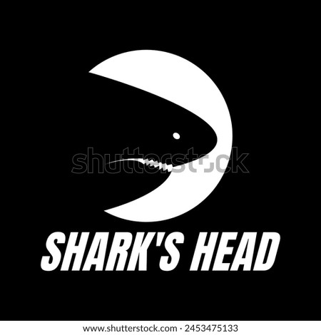 shark's head logo design black and white vector