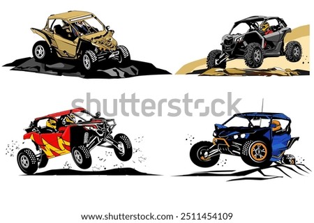 UTV offroading social club logo design vector set