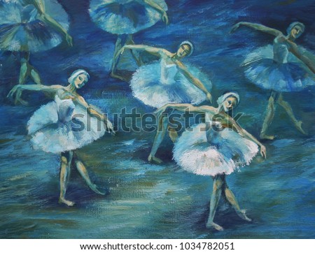 Swan Lake ballet Painting Acrylic and Full spectrum on Cardboard