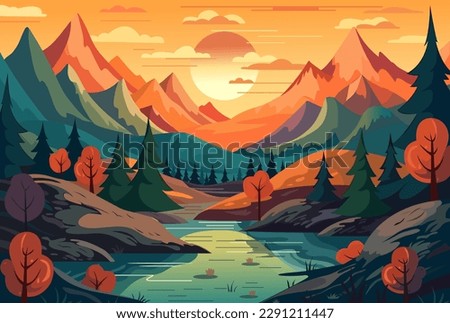 Similar – Image, Stock Photo autumn landscape of mountains and lake in Georgia