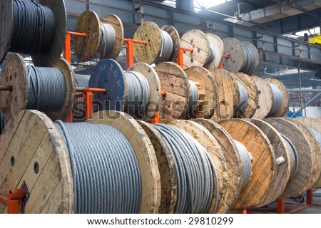Cable spool inside factory