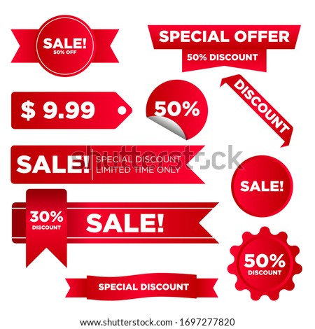 Collection of red discount stickers Vector