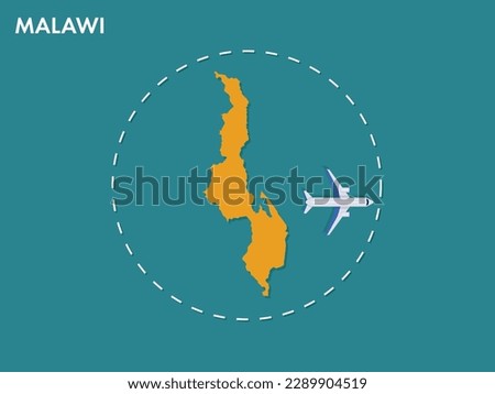 An airplane leaving the boundary of Malawi country, a concept of airplane takeoff, illustration vector design
