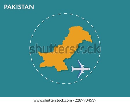 An airplane leaving the boundary of Pakistan country, a concept of airplane takeoff, illustration vector design