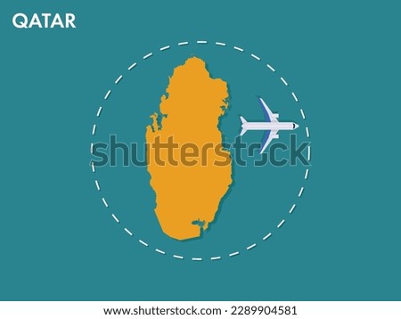 An airplane leaving the boundary of Qatar country, a concept of airplane takeoff, illustration vector design