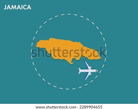 An airplane leaving the boundary of Jamaica country, a concept of airplane takeoff, illustration vector design