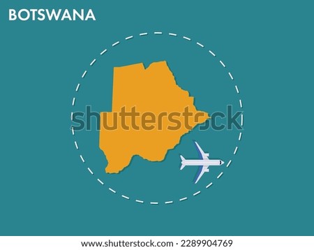 An airplane leaving the boundary of Botswana country, a concept of airplane takeoff, illustration vector design