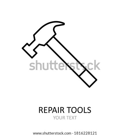 Vector icon with repair tool - hummer. Outline black graphic.