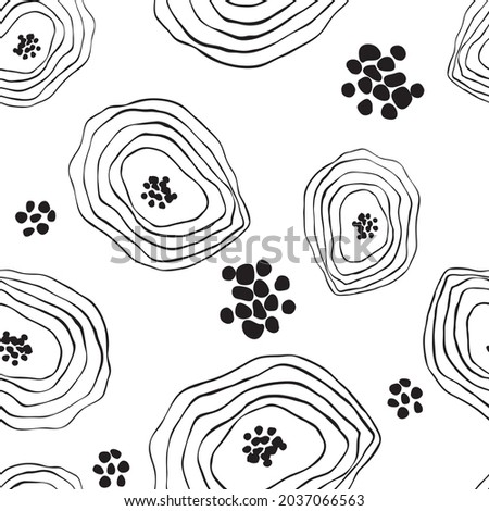 Seamless pattern with abstract flowers. Avan-garde cute cartoon background. Abstractionism style. 