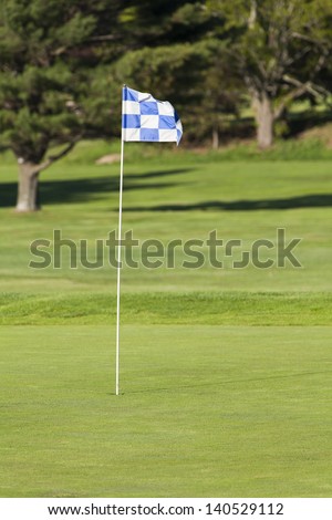 Nice and colorful golf course with flag.