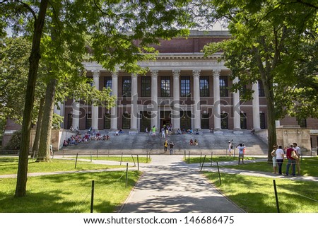 CAMBRIDGE, USA - JULY 18: The Harvard University, established in 1636, is the oldest institution of higher learning and the first chartered in the USA as seen on July 18, 2013 in Cambridge, MA, USA.