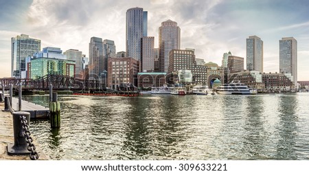Panoramic view of the historic architecture of Boston in Massachusetts, USA at Back Bay.