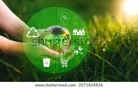 Circular economy concept. Sharing, reusing,repairing,renovating and recycling existing materials and products as much possible.  Eliminate waste and pollution.  Foto stock © 