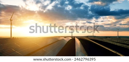 Similar – Image, Stock Photo Sunrise, sunset with emissions from an industrial plant