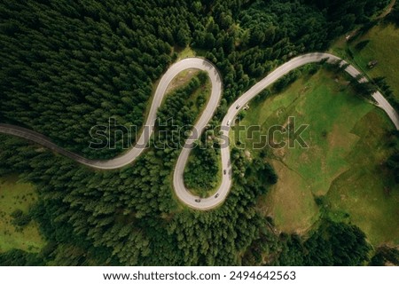 Image, Stock Photo Curvy road in green forest