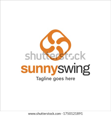 modern Abstract SS logo with propeller and swing element in isolated white background