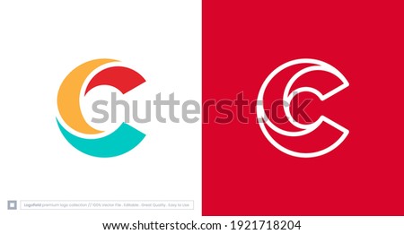 Modern and Minimal layered letter C logo, simple initial C monogram logo vector template