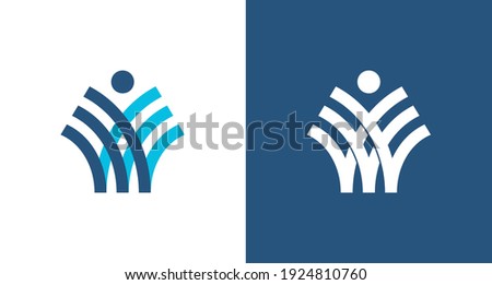 Modern corporate, abstract letter W logo with people hand element, simple wings logo in letter W, vector.