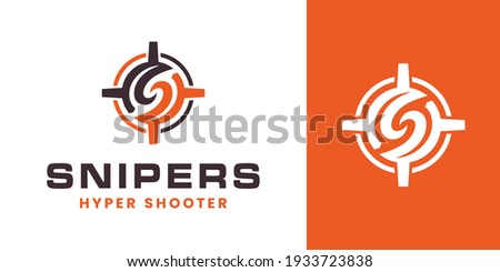 Modern letter S Sniper, crosshair, target lock icon logo. circular letter S initial with sniper aim target logo template vector