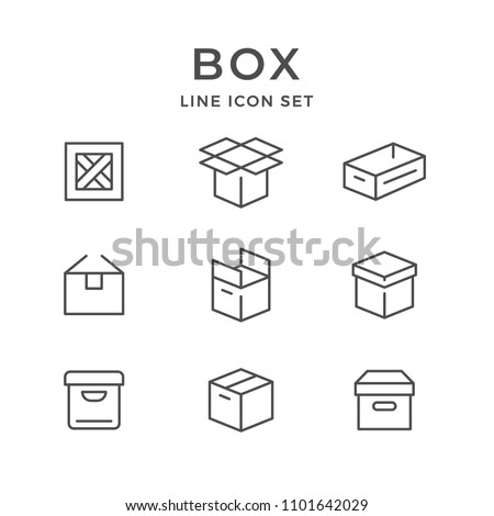 Set line icons of box