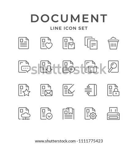 Set line icons of document