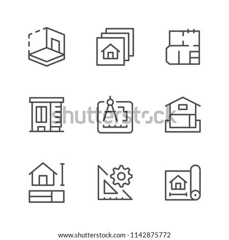 Set line icons of architectural