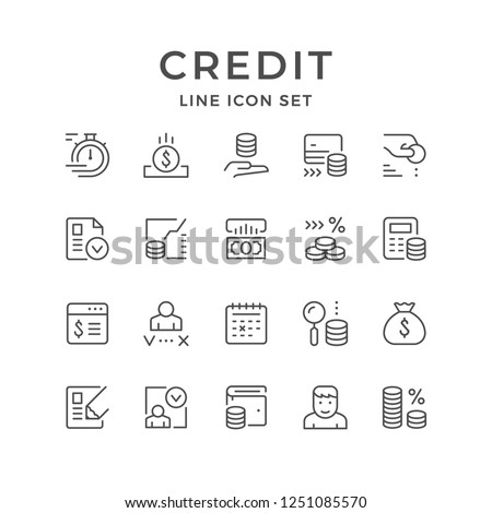 Set line icons of credit