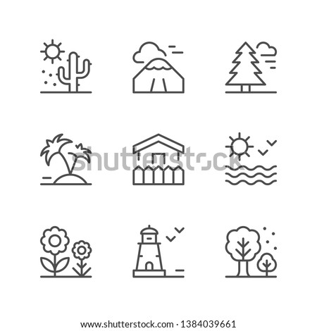 Set line icons of landscape